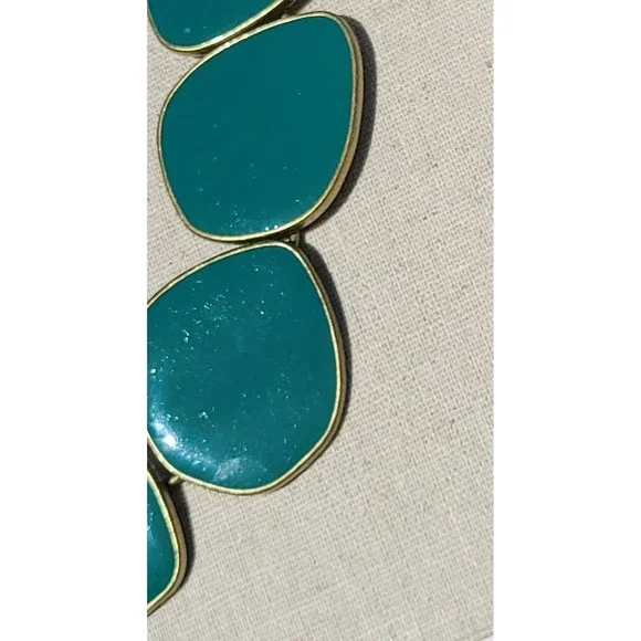 Lia Sophia Amazonia Gold Tone Green Enamel Statement Bib Necklace 22-25" - Picture 6 of 10